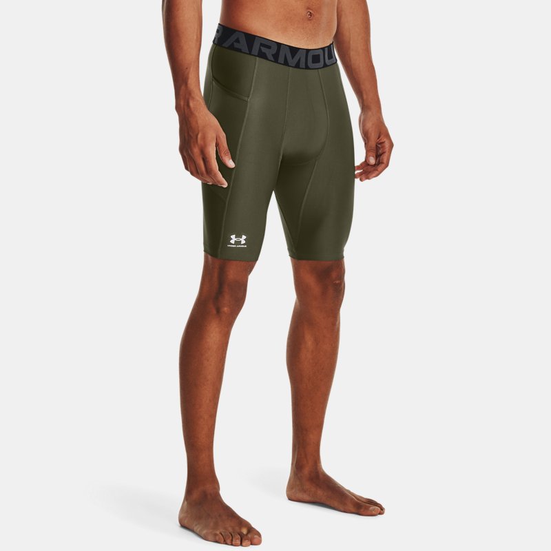 Under Armour Shorts HeatGear® Pocket Long da uomo Marine OD Verde / Bianco L